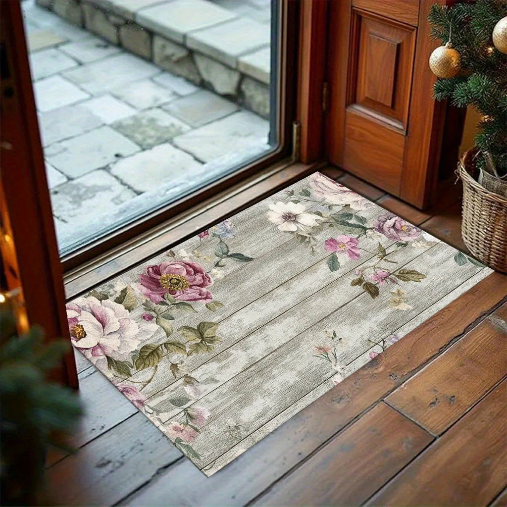 Retro Floral Floor Mat – Anti-Slip, Washable Doormat Decorative Floor Mat HIP