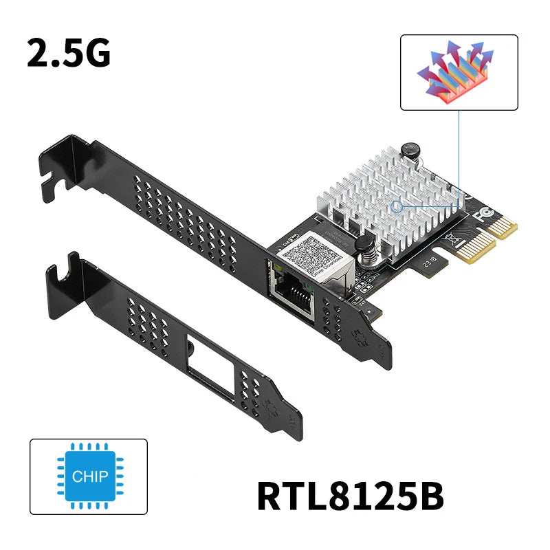 2.5G PCIe Network Card RTL8125 RJ45 Ethernet Adapter Single Port PCIe Network Card HIP