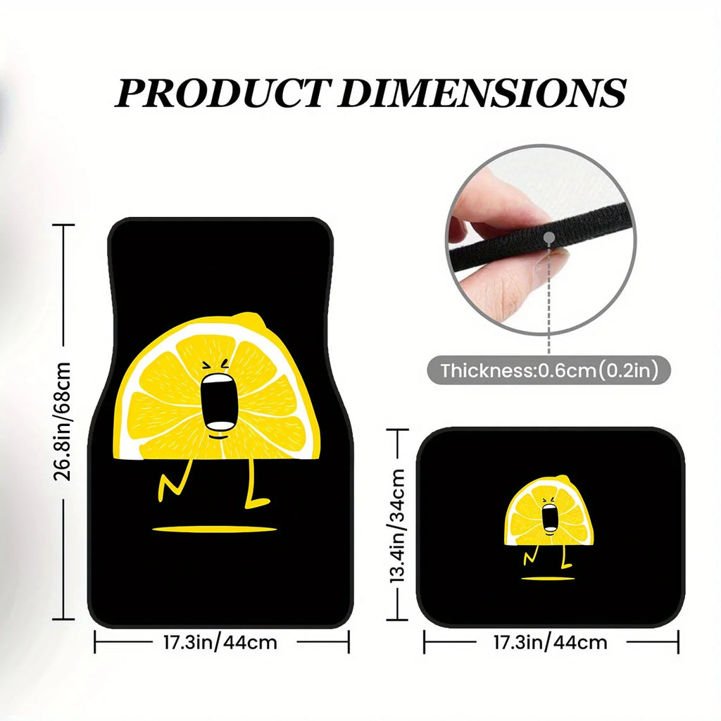 4-Piece Lemon Design Car Floor Mats – Front & Rear Set Car Floor Mats HIP