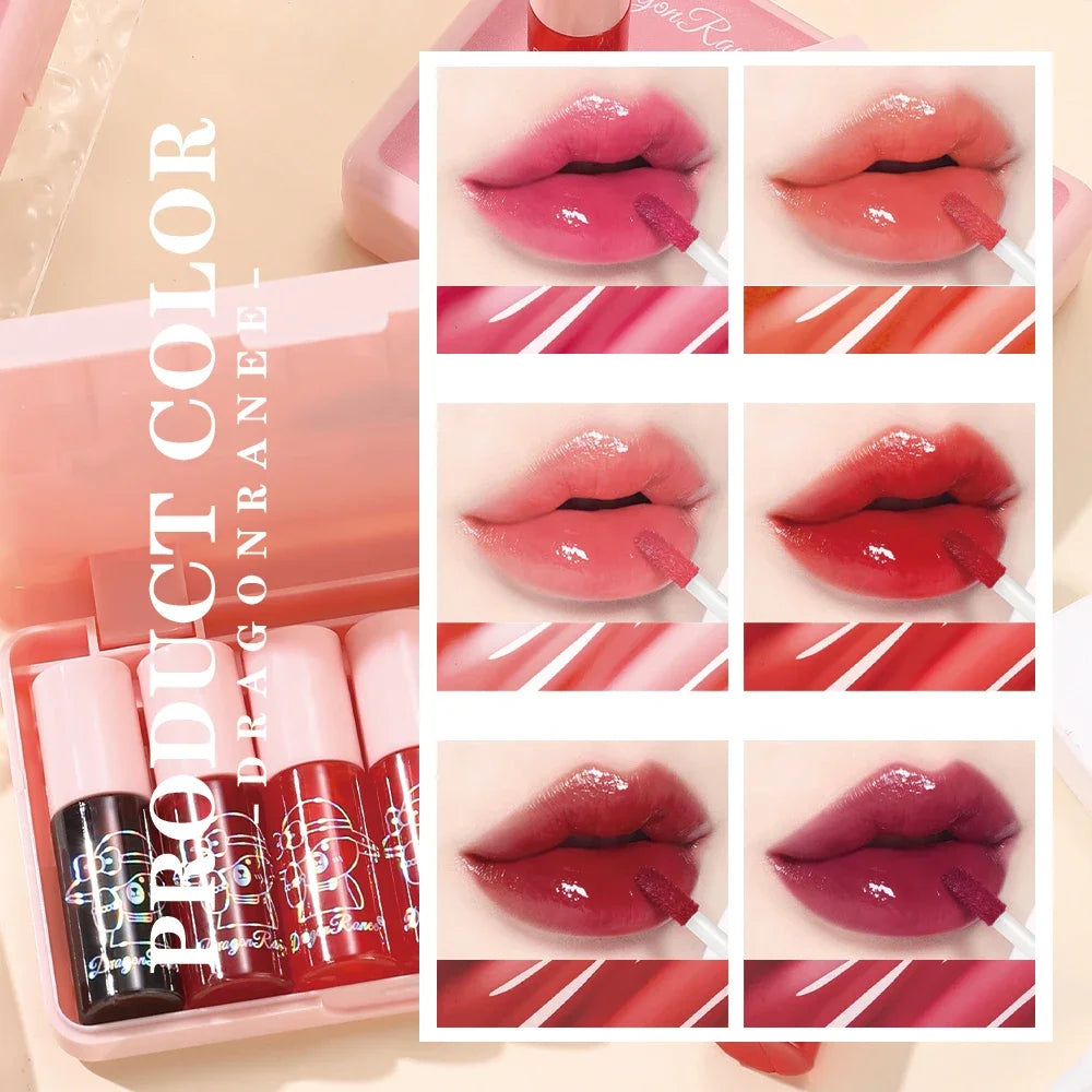 Dragon Ranee Mirror Glaze Lip Gloss Set – 6 Mini Shades Lip Gloss Set HIP