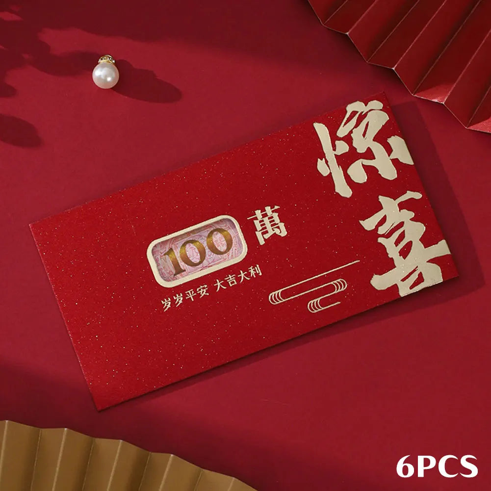 6pcs Horse Year Chinese Style Red Envelopes 2026 New Year Hongbao Blessing Good Celebration Party Red Packet Luck Money Bags HIP 02