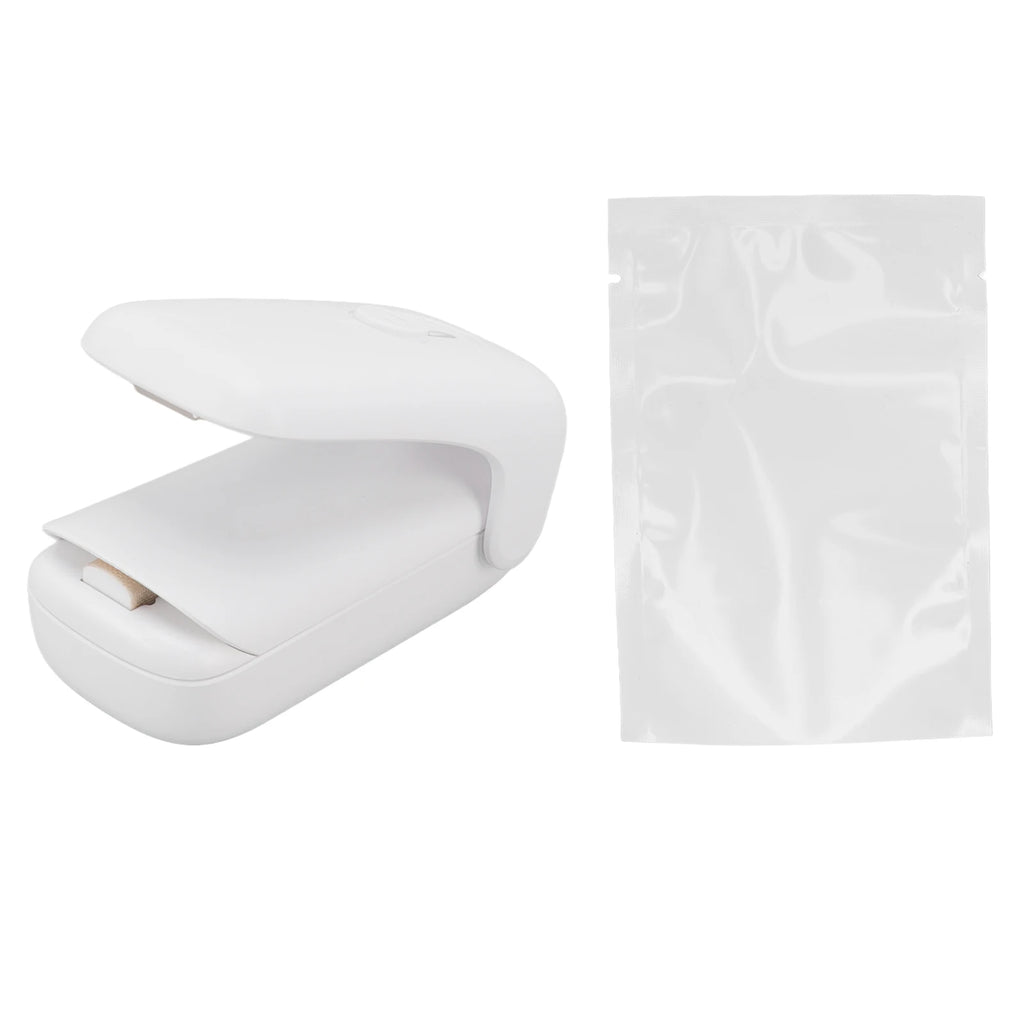 Bag Sealer 2 in 1 ABS Handheld Portable Food Snack Bag Sealing Machine with Springback Knife Handheld Sealing Machine HIP WHITE USB Type-C