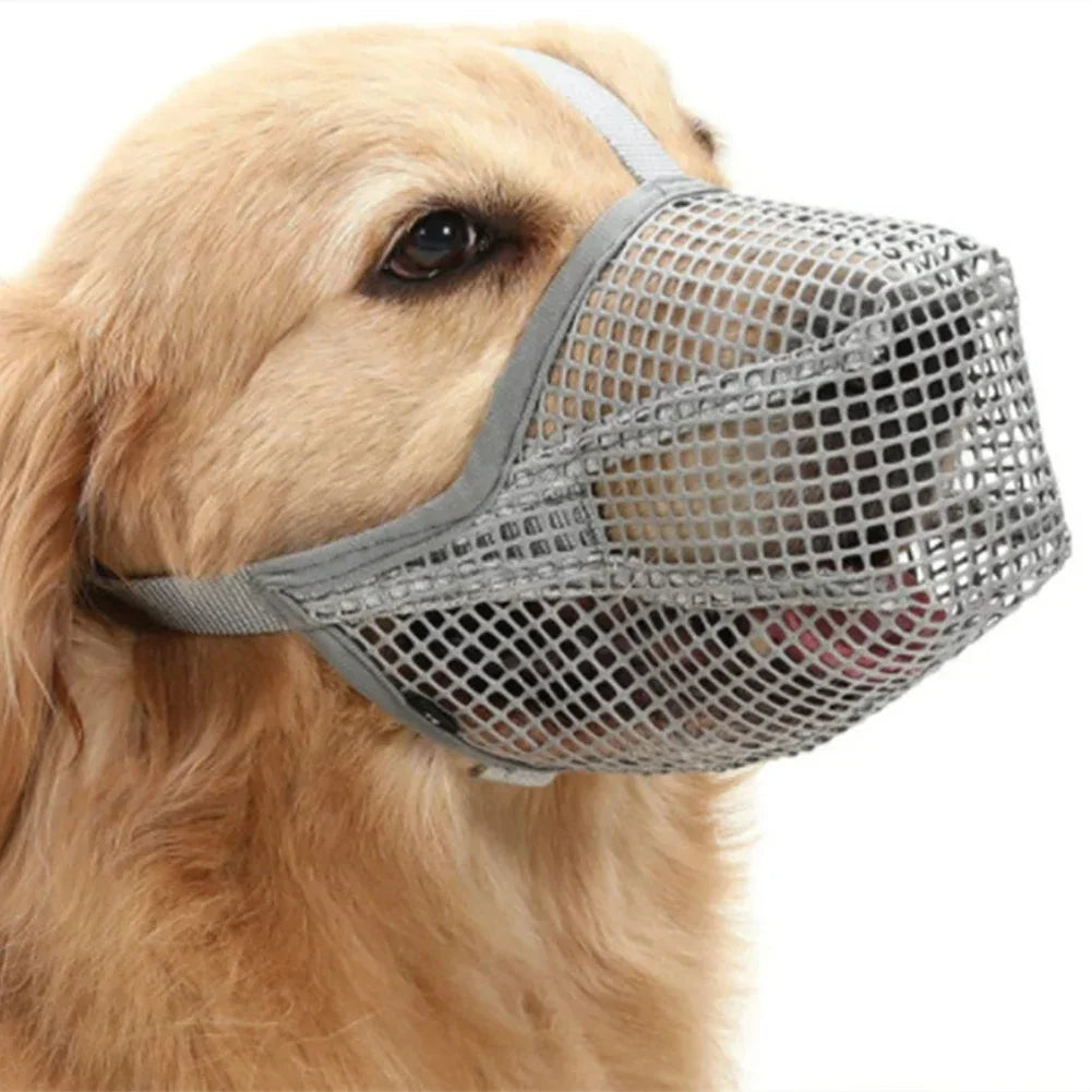Soft Mesh Covered Dog Muzzle Poisoned Bait Protection With Adjustable Straps Prevent Biting Chewing And Licking HIP GRAY S