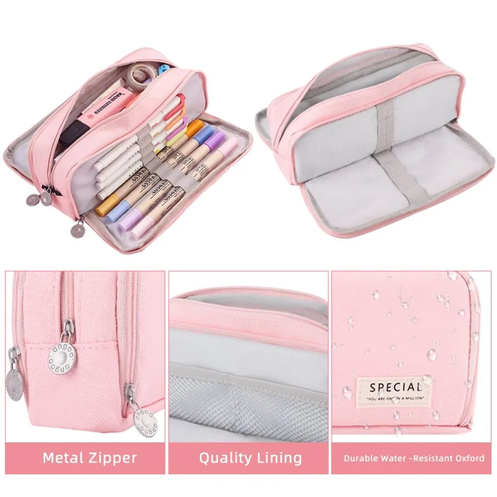 Large 3-Compartment Pencil Case – Oxford Fabric Pen Bag Pencil Case HIP