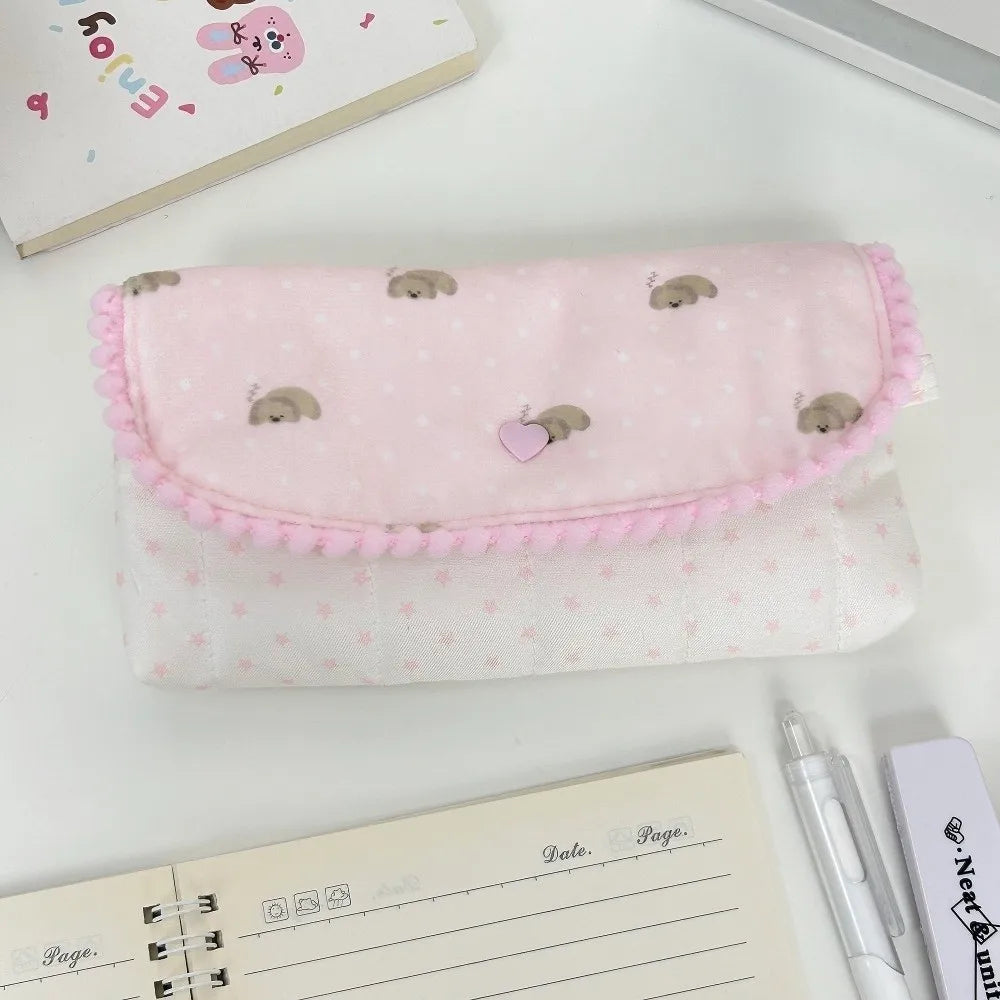 Quilted Bunny Pencil Case – Large Flip-Top Pouch for School Pencil Case Pouch HIP Puppy