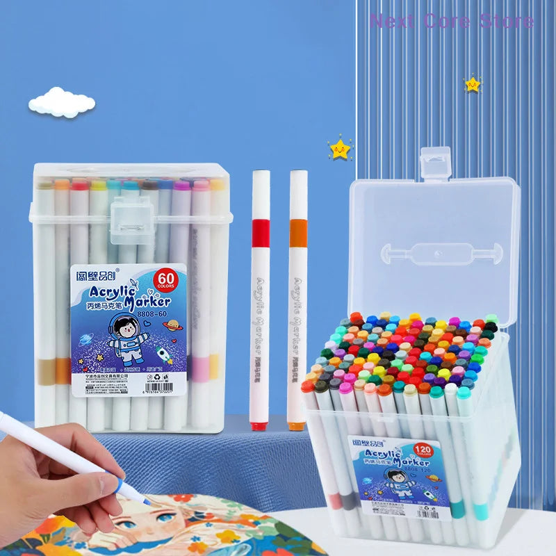 Fine-Point Acrylic Marker Set | 12–120 Colors, Washable Ink Acrylic Marker Set HIP