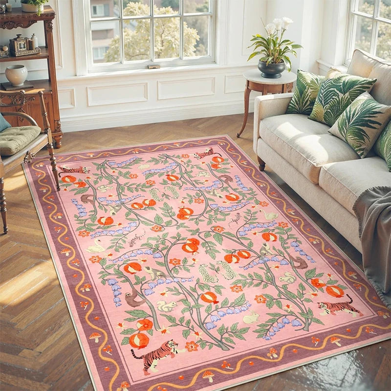 Large Non-Slip Machine Washable Tiger Floral Area Rug Area Rug HIP