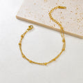 S09 Simple Korean style Double-layer round Ball Small ball Gold bead bracelet, stainless steel gold women's style HIP Gold-color