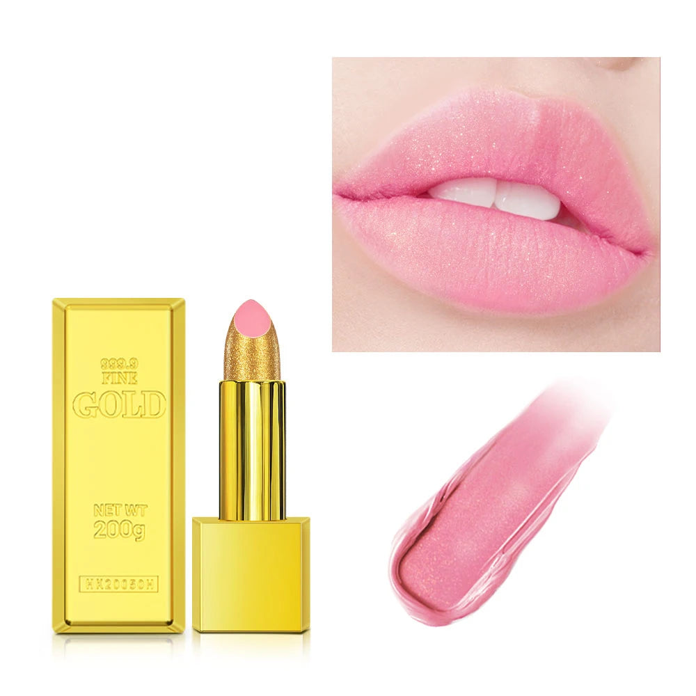 Shimmer Gold Lipstick Metallic Glitter Sexy Lipsticks Long Lasting Batom Waterproof Cosmetic Gold Brick Tube Design Gift 3.5g HIP colors 1