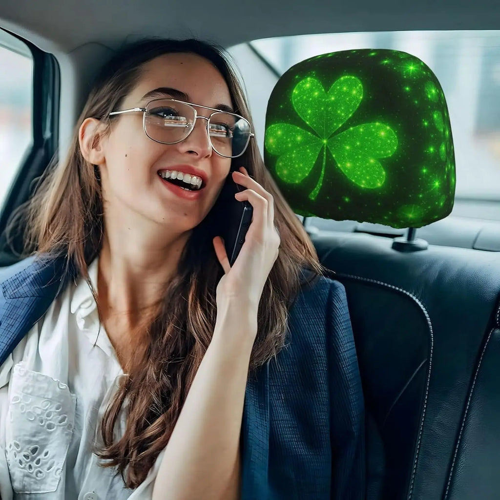 St. Patrick's Day Shamrock Car Headrest Covers – 2 Pack Car Headrest Covers HIP