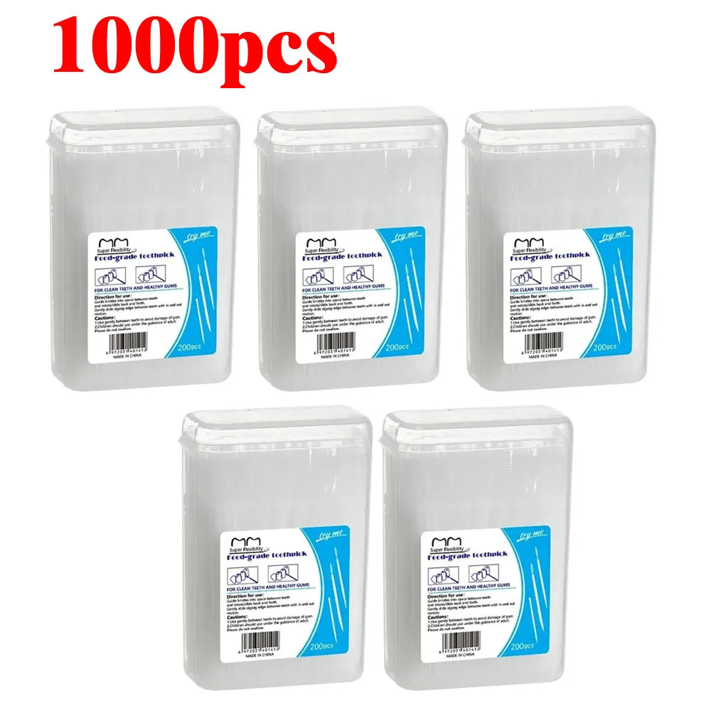 RUZOFO Double-Headed Interdental Toothpicks 120/200 PCS Box Interdental Toothpick HIP C685-White 1000pcs