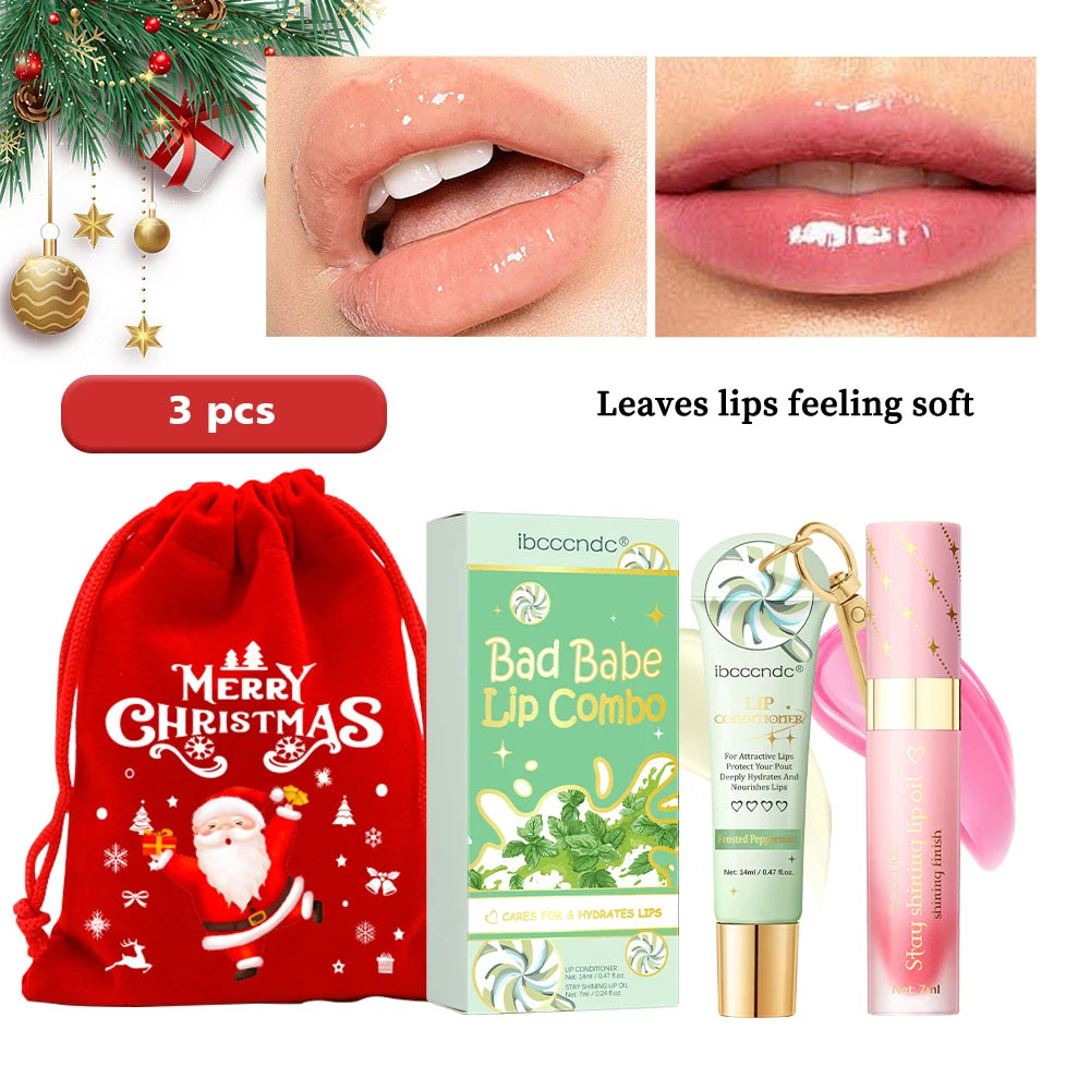 Lip Gloss Duo Combo with Keychain Long Lasting Nourish Plumper Lip Cosmetics Christmas Gift HIP