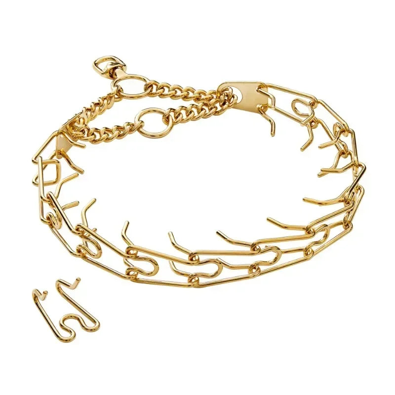 Gold Dog Prong Training Collar – Adjustable Steel Link Chain Dog Training Collar HIP