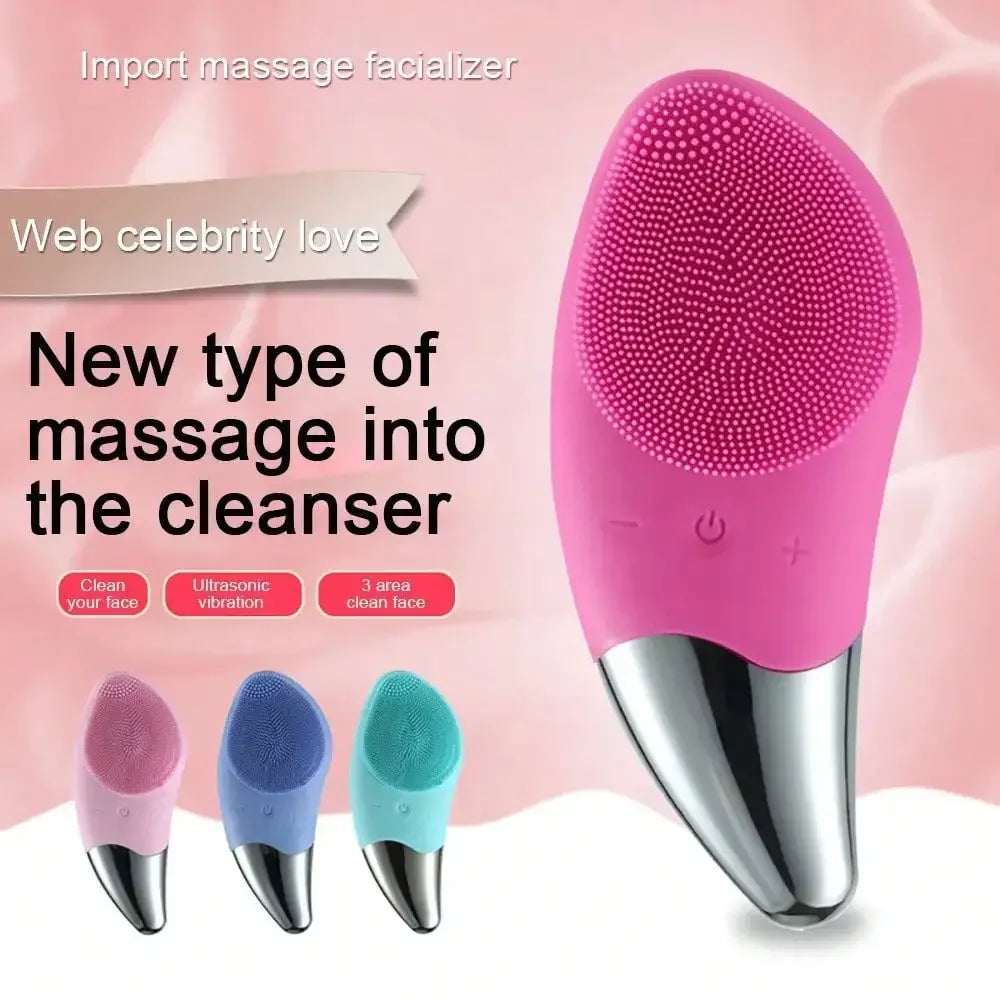Silicone Electric Face Cleansing Brush – Ultrasonic Vibration Facial Cleansing Brush HIP