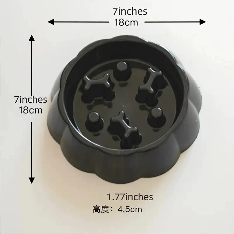 Anti-Choking Slow Feeder Dog Bowls, 1Pcs Set - Non-Slip, DurablePlastic Food & Water Dishes For Small To Medium Dogs HIP Black