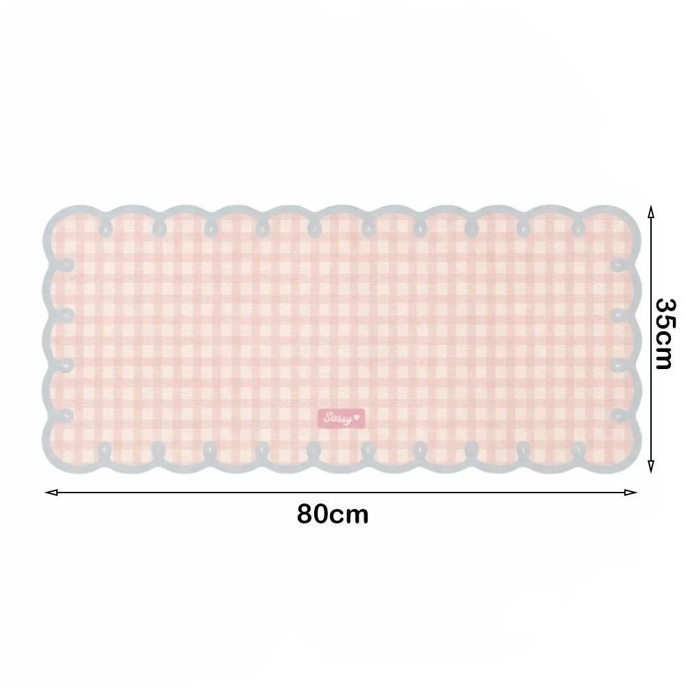 Extra Large Plaid Desk Mat Non-Slip PVC – Pink & Blue Desk Mat HIP Pink-35x80cm