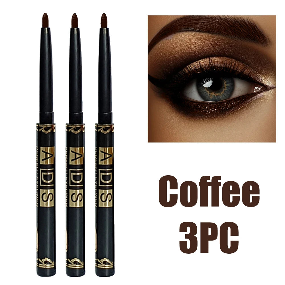 2Pcs Waterproof Black Brown Eyeliner Pencils-Smudge-Proof, Long-Lasting &Beginner-Friendly Smooth High Pigmented Punk Eye Makeup HIP 3Pc Coffee