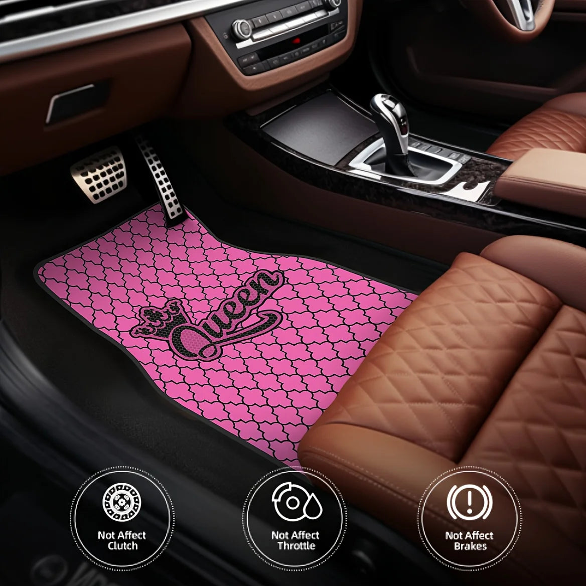 Pink Queen Crown Car Floor Mats – 4pc Set | SUV, Van & Truck Car Floor Mats HIP