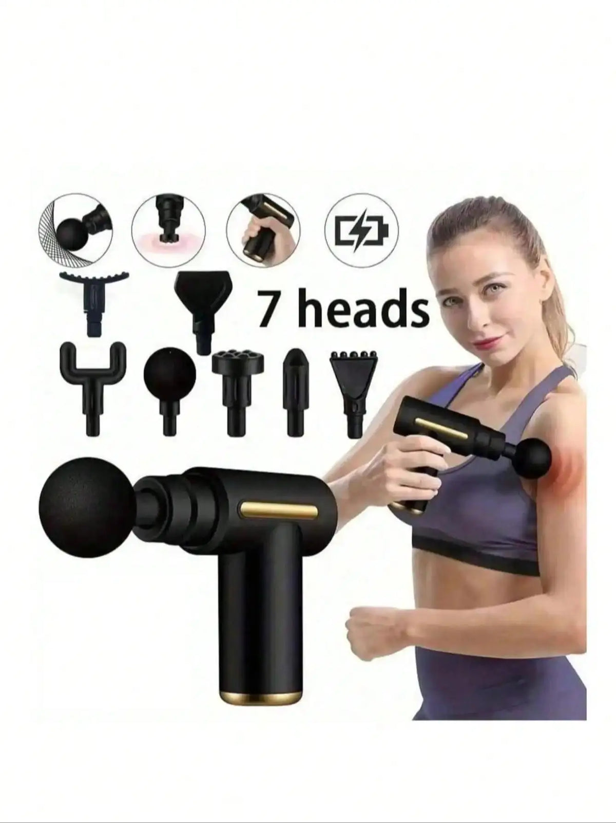 AXH Portable Muscle Massage Gun – LED Touch Screen & 4 Heads Percussion Massage Gun HIP