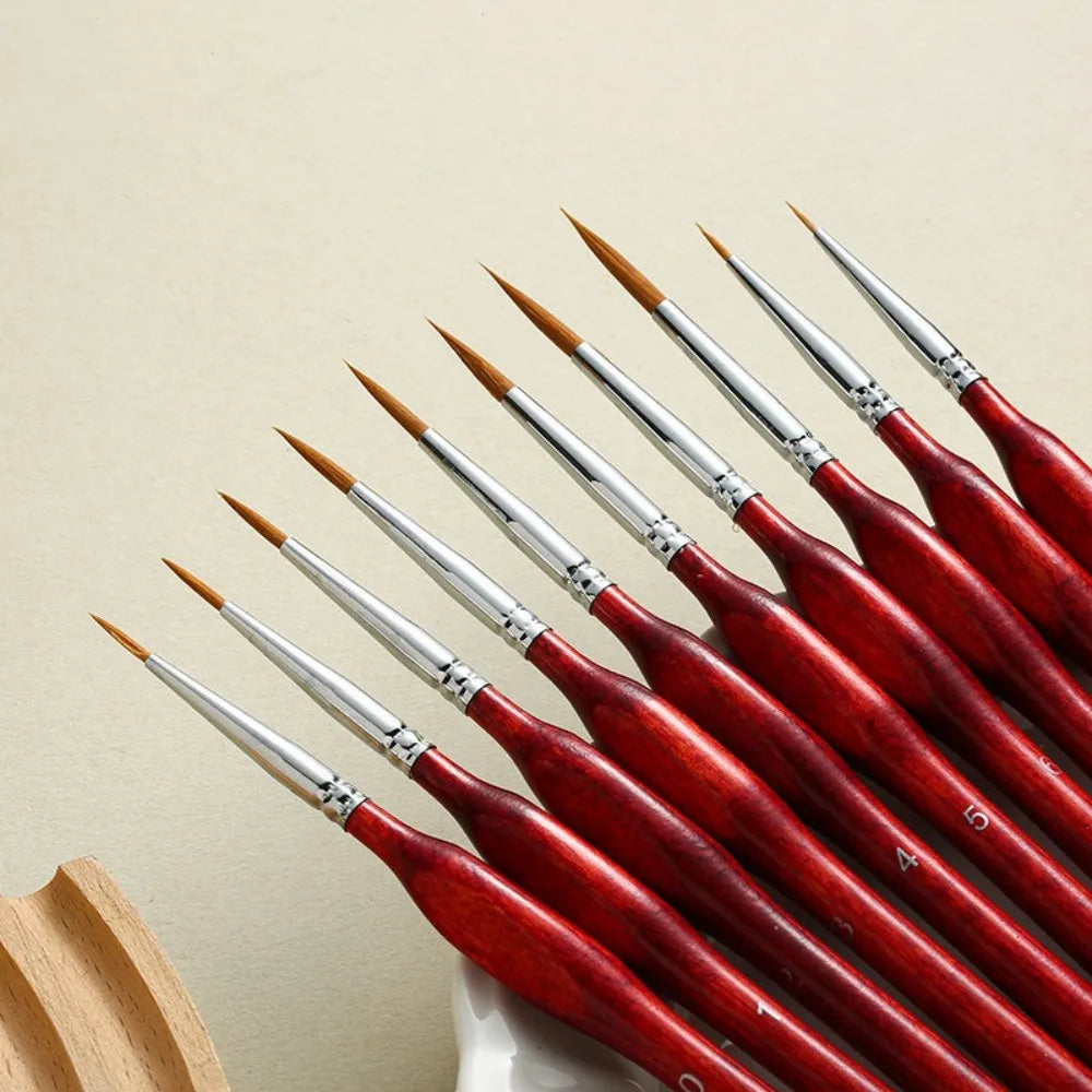 Miniature Precision Paint Brush Set 10/11pc – Micro Tips Miniature Paint Brushes HIP