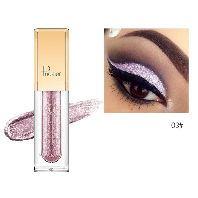 New Make Up Liquid Eyeshadow Waterproof Glitter Pigments Purple Gold Metalic Women Beauty Gel Eye Shadow Cream 18 Colors Makeup HIP 03