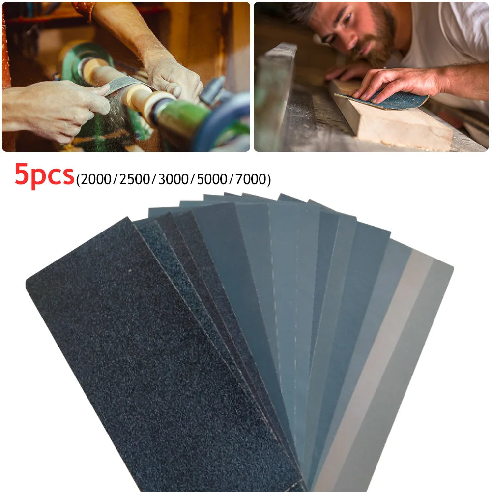 5pcs Water Sandpaper Papers Soft Paper Base 2000 2500 3000 5000 7000 Car Paint Mixed Assorted Grit Wet and Dry Sandpaper HIP
