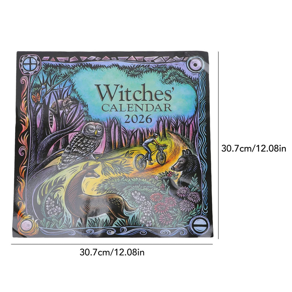 2026 Witches Calendar Coated Paper Astrological Witches Planner Calendar with Spells Rituals Moon Phases HIP