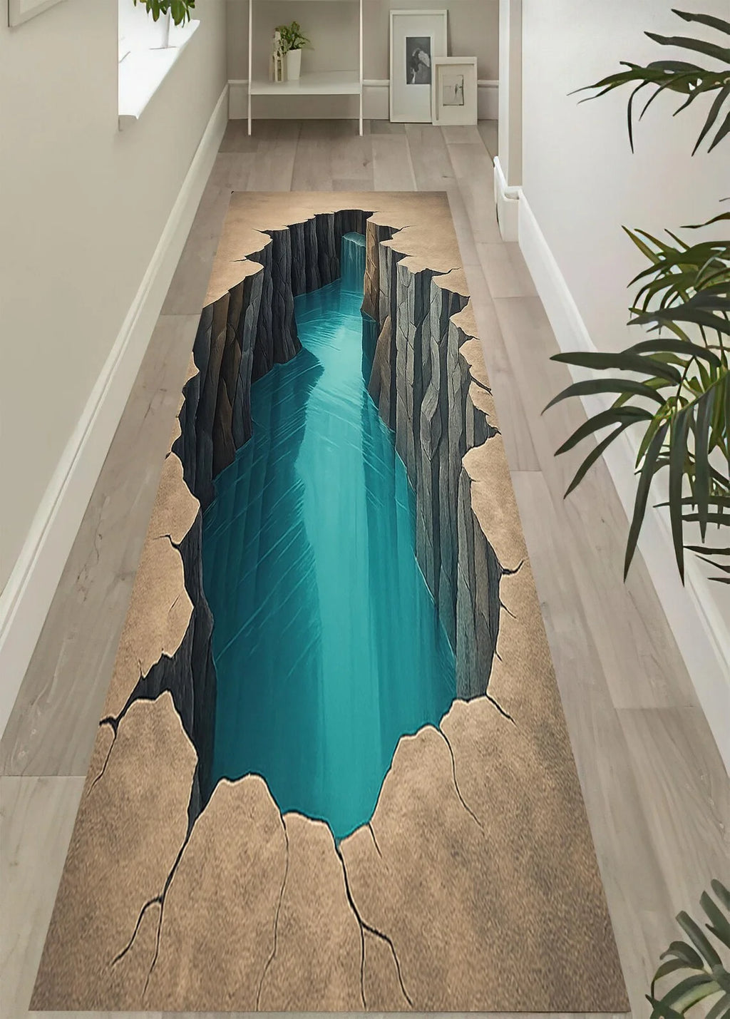 3D Illusion Abyss Runner Rug – Non-Slip Washable Floor Mat Runner Rug HIP 4 50X150cm-Felt