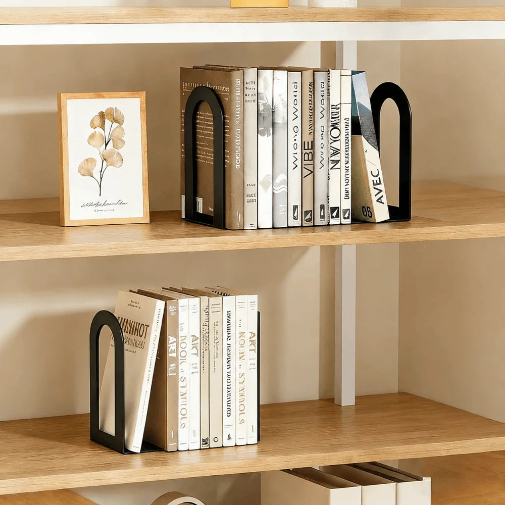L-Shaped Metal Bookends – Non-Slip Desk Book Stand, 2 PCS Metal Bookends HIP