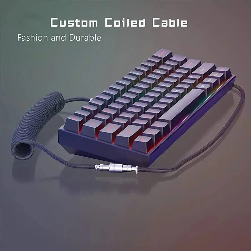KEBIDUMEI Coiled Mechanical Keyboard Cable – Type-C Aviation Plug Keyboard Cable HIP