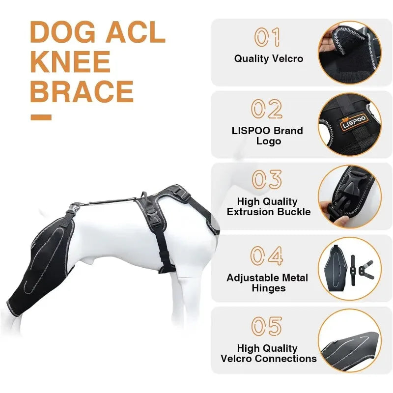 Dog Knee Brace for Hind Leg – Hinged Joint Support Wrap Dog Knee Brace HIP