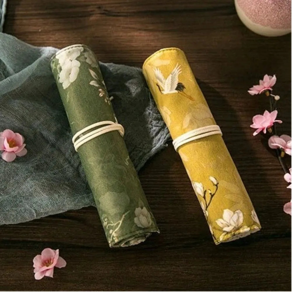 Vintage Roll-Up Pencil Case – Large Capacity Stationery Bag Roll-Up Pencil Case HIP