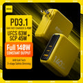 AOHI Pro 140W GaN 3-Port USB-C Fast Charger | PD 3.1 USB-C GaN Charger HIP UK YELLOW