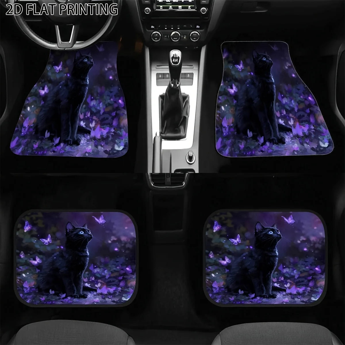 4-Pc Gothic Black Cat Car Floor Mats – Non-Slip All Season Car Floor Mats HIP
