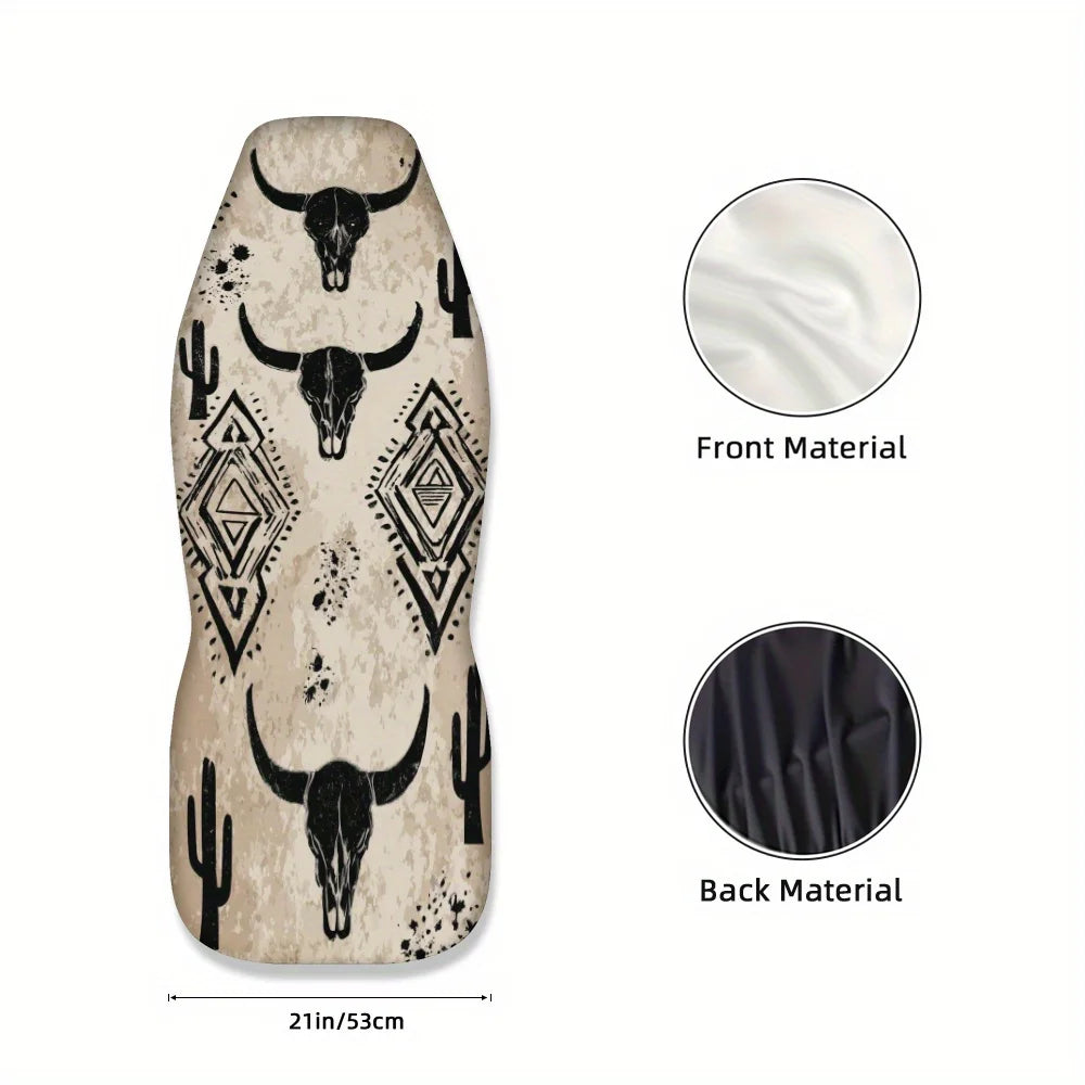 Western Cactus Longhorn Skull Car Seat Covers – Set of 2 Car Seat Covers HIP