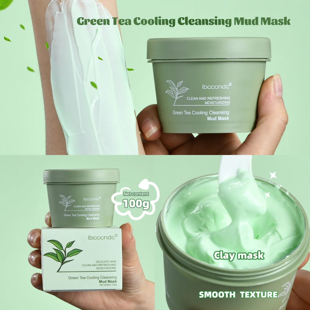 Green Tea Mud Mask Natural Skincare Deeply Cleansing Pore Nourishing Clay Face Mask Face Skin Care Cleaner 100g HIP