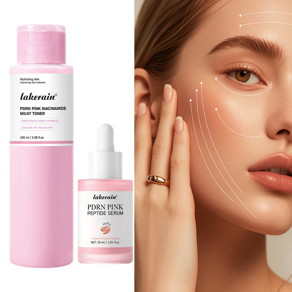 PDRN Pink Niacinamide Milky Toner for Hydrating Moisturizing Soothing Ceramide Glass Glow Skin Milky Toner Korean Skincare HIP 1set