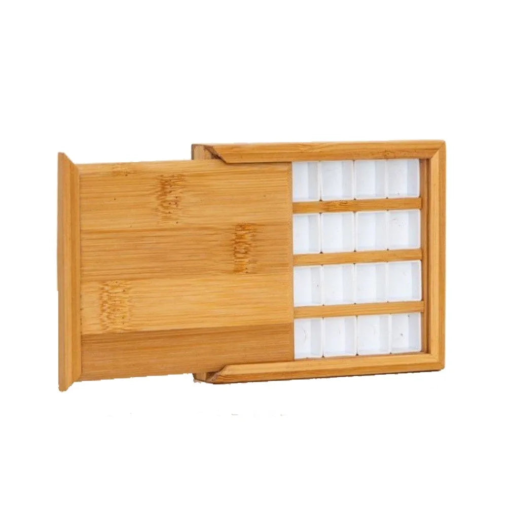 Bamboo Watercolor Palette Box – 24 or 36 Grid Paint Storage Watercolor Palette Box HIP Style 4