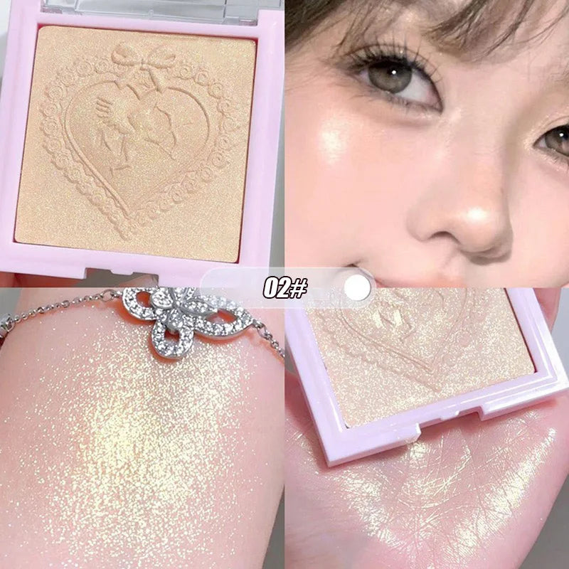Champagne White Highlighter Powder Body Shiny Glitter Diamond Shimmer Brighten Highlight Face Contour Waterproof Lasting Makeup HIP 02
