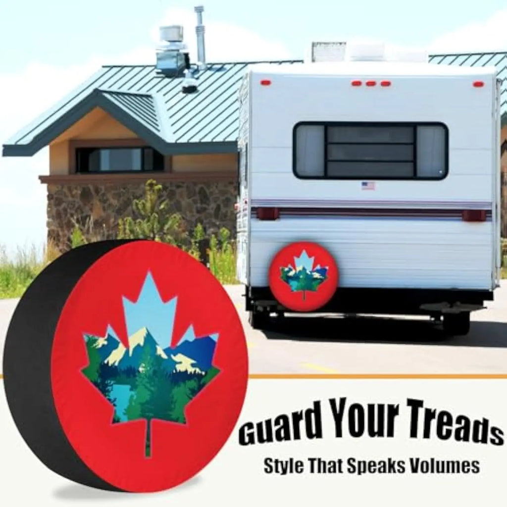 Canada Maple Leaf Spare Tire Cover – RV Camper Trailer Protector Spare Tire Cover HIP