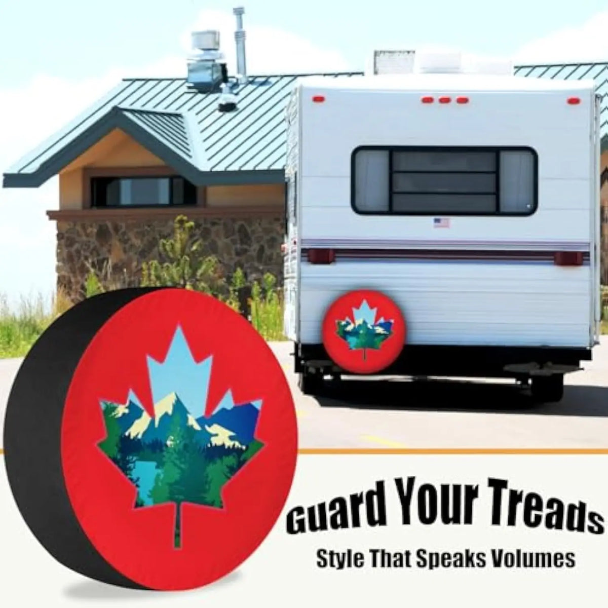 Canada Maple Leaf Spare Tire Cover – RV Camper Trailer Protector Spare Tire Cover HIP