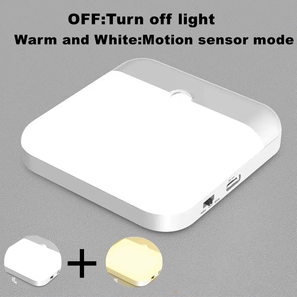 Motion Sensor LED Night Light – USB Rechargeable Square Lamp Motion Sensor Night Light HIP warm white(Bicolor)