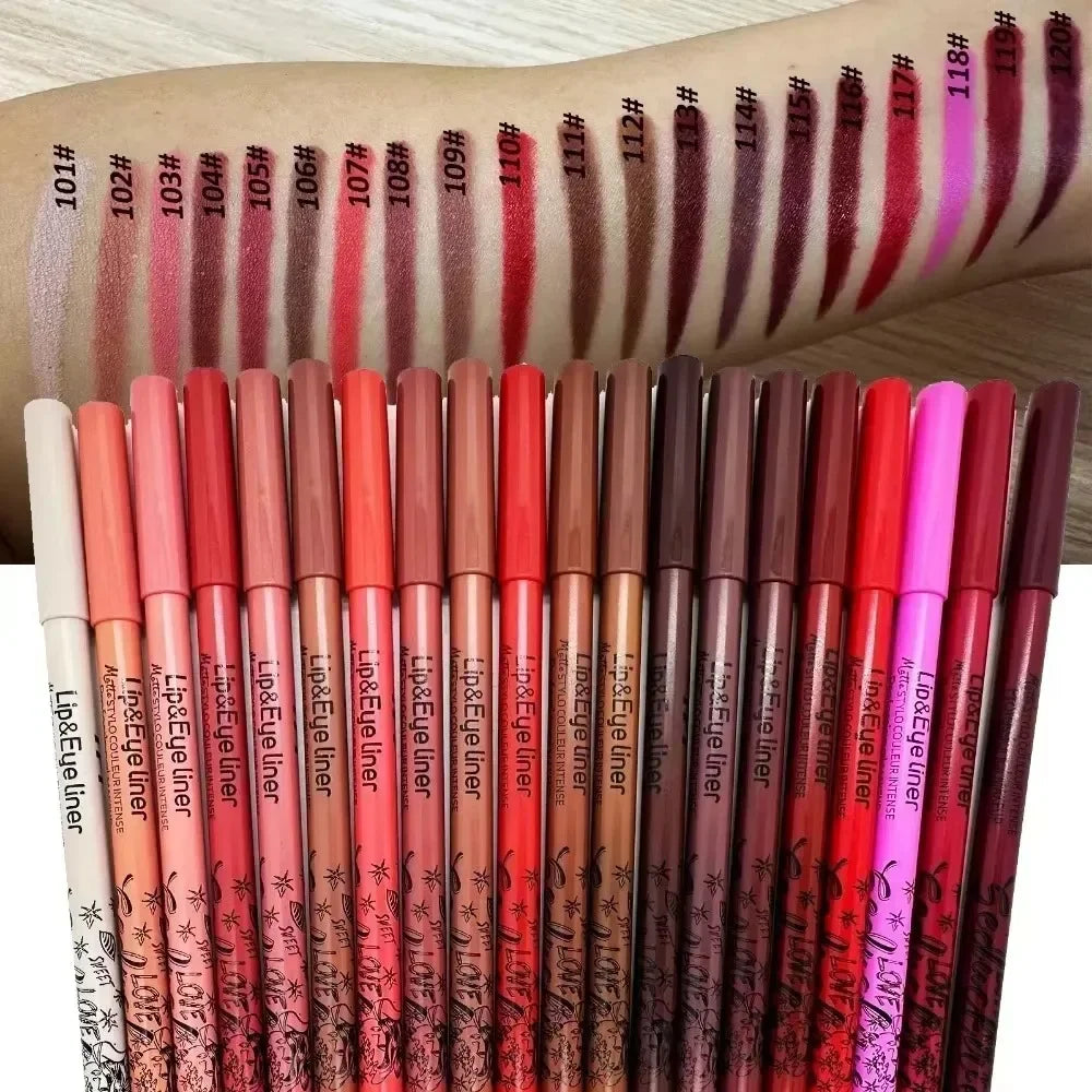20 Color Slim Lip Liner Pencil Sexy Pink Brown Rose Lip Outline Matte Nude Lipstick Contouring Tint Waterproof Crayon Pen Makeup HIP