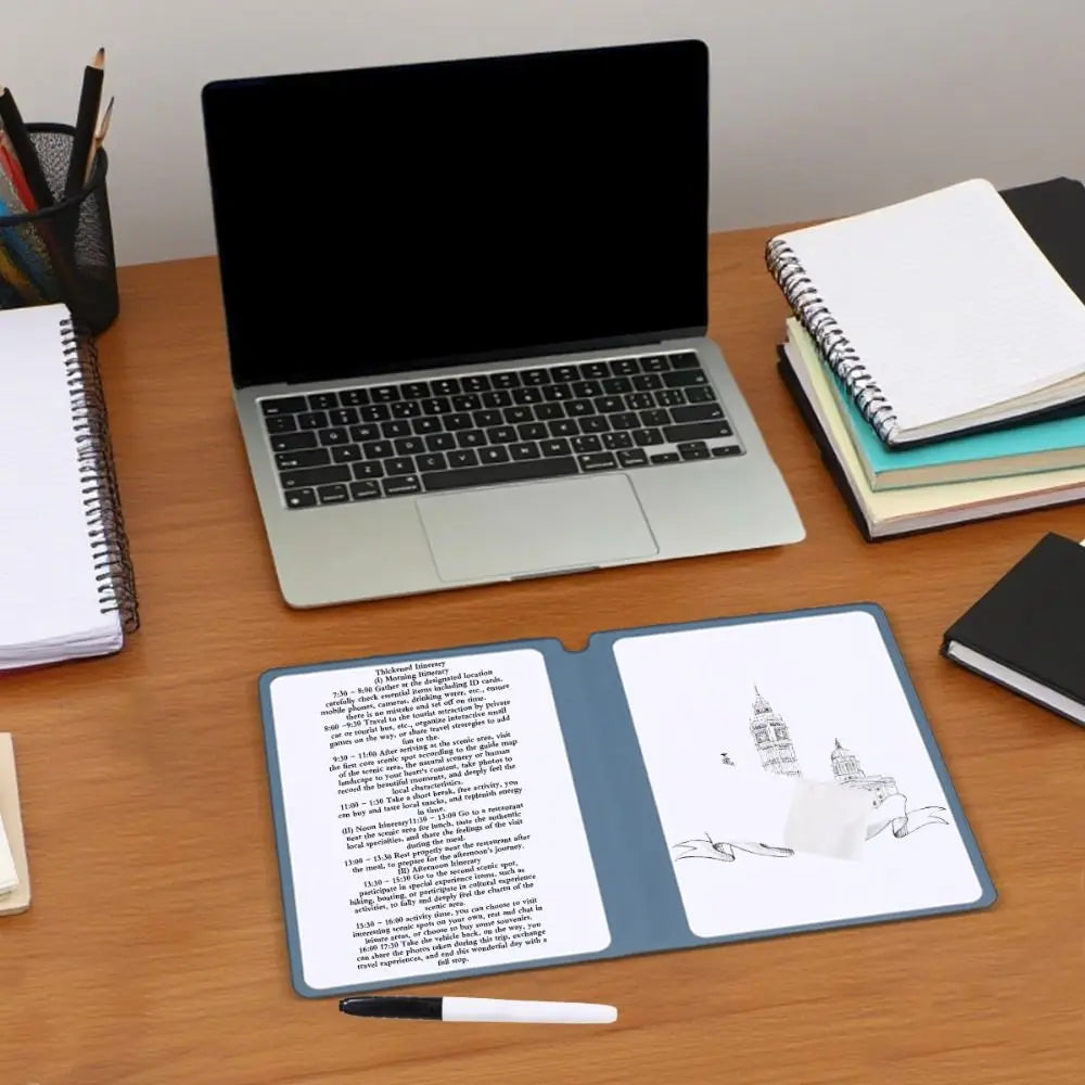 A5 Leather Reusable Whiteboard Notebook with Pen & Eraser Reusable Whiteboard Notebook HIP