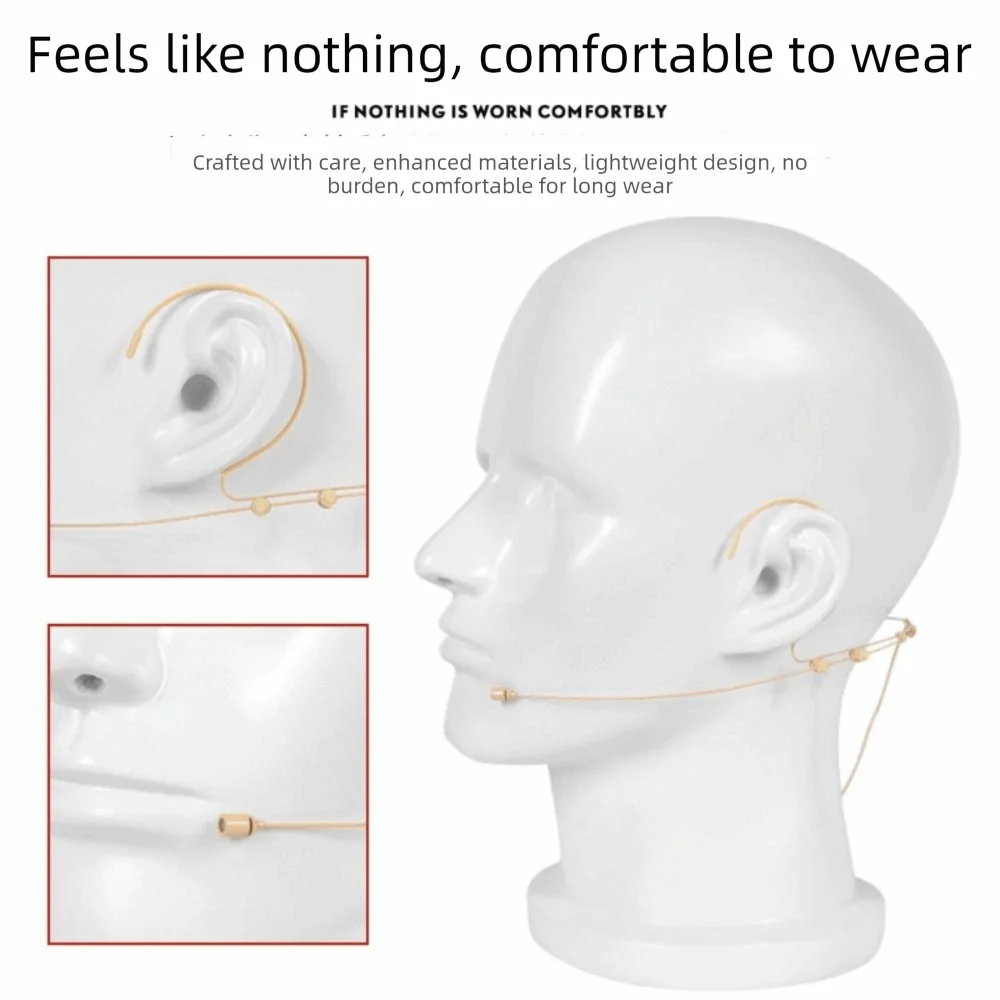 Beige Headworn Condenser Mic – Dual Earhook 3.5mm Microphone Headworn Microphone HIP