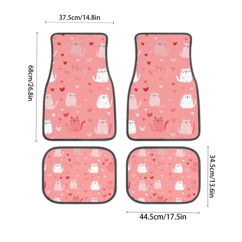 4-Piece Pink Love Car Floor Mats – Non-Slip All-Weather Set Car Floor Mats HIP