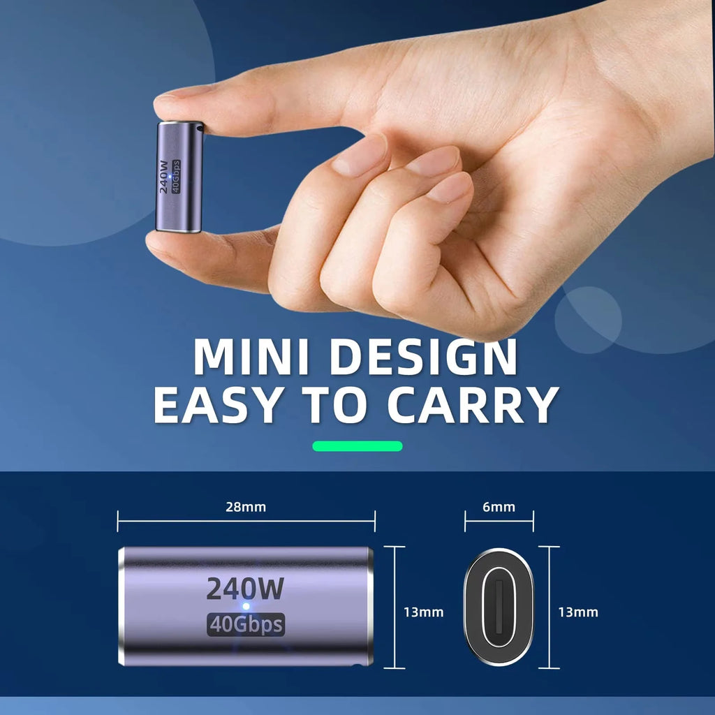 USB-C Female to Female Adapter 240W PD 40Gbps 8K – 4 Pack USB-C Coupler Adapter HIP