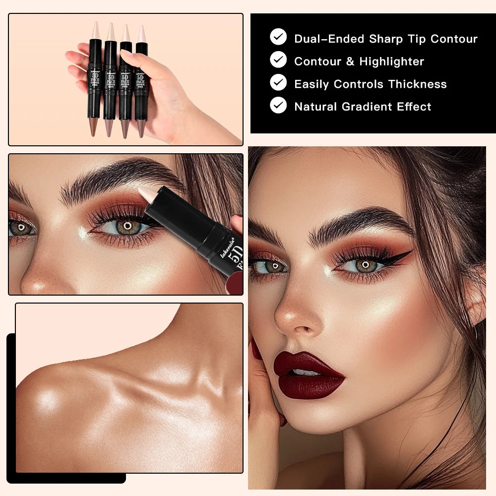 Dual Ended Contour Stick Foundation Concealer Long Lasting Dark Circle Correcting Contour Concealer Makeup Highlighter Cosmetics HIP