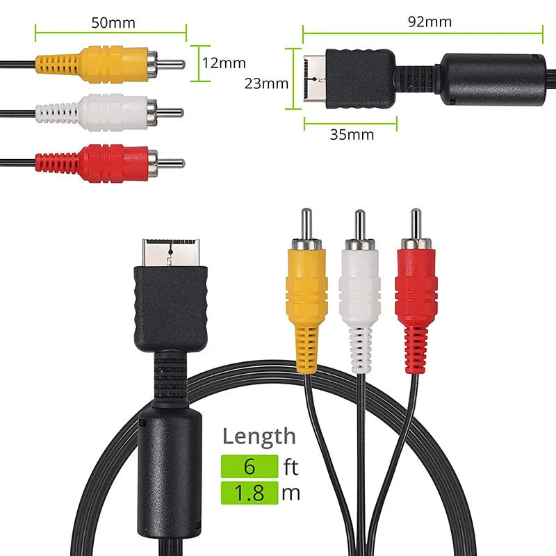 AV Cable for PS1 PS2 PS3 to TV Monitor – RCA Adapter AV Adapter Cable HIP