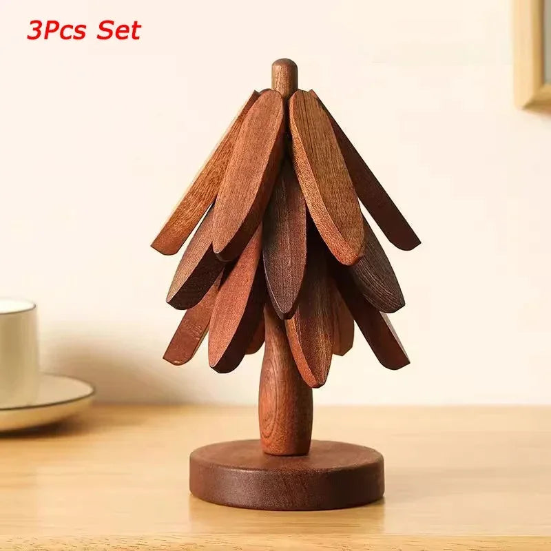 Foldable Bamboo Table Mat – Tree Design Heat Protection Bamboo Table Mat HIP 3Pcs Set L